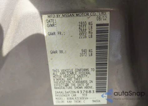 2013 Nissan Altima 2.5 S z USA, uszkodzony, nr VIN 1N4AL3AP2DN437683